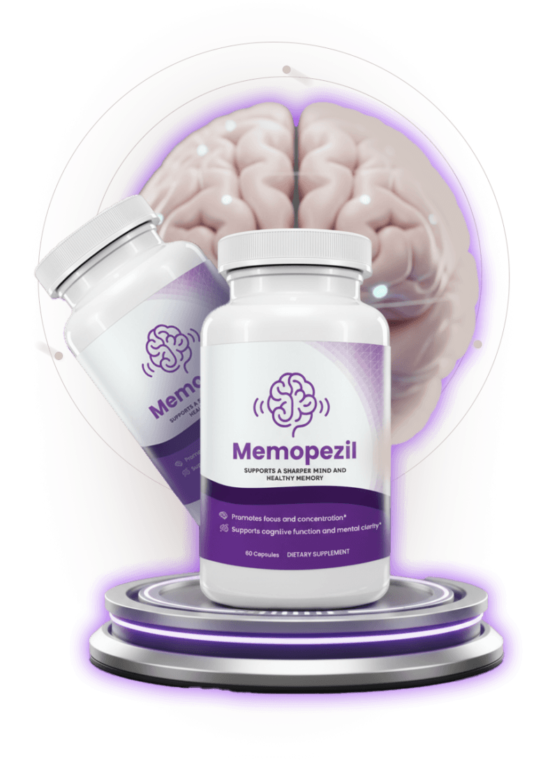 MemoPezil supplement bottle - official product mockup