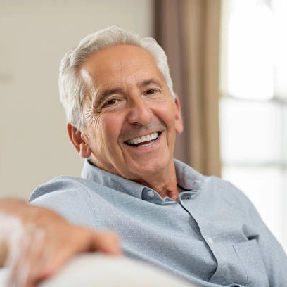 Happy MemoPezil user - senior man smiling